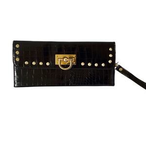 Faux Crock Leather Clutch